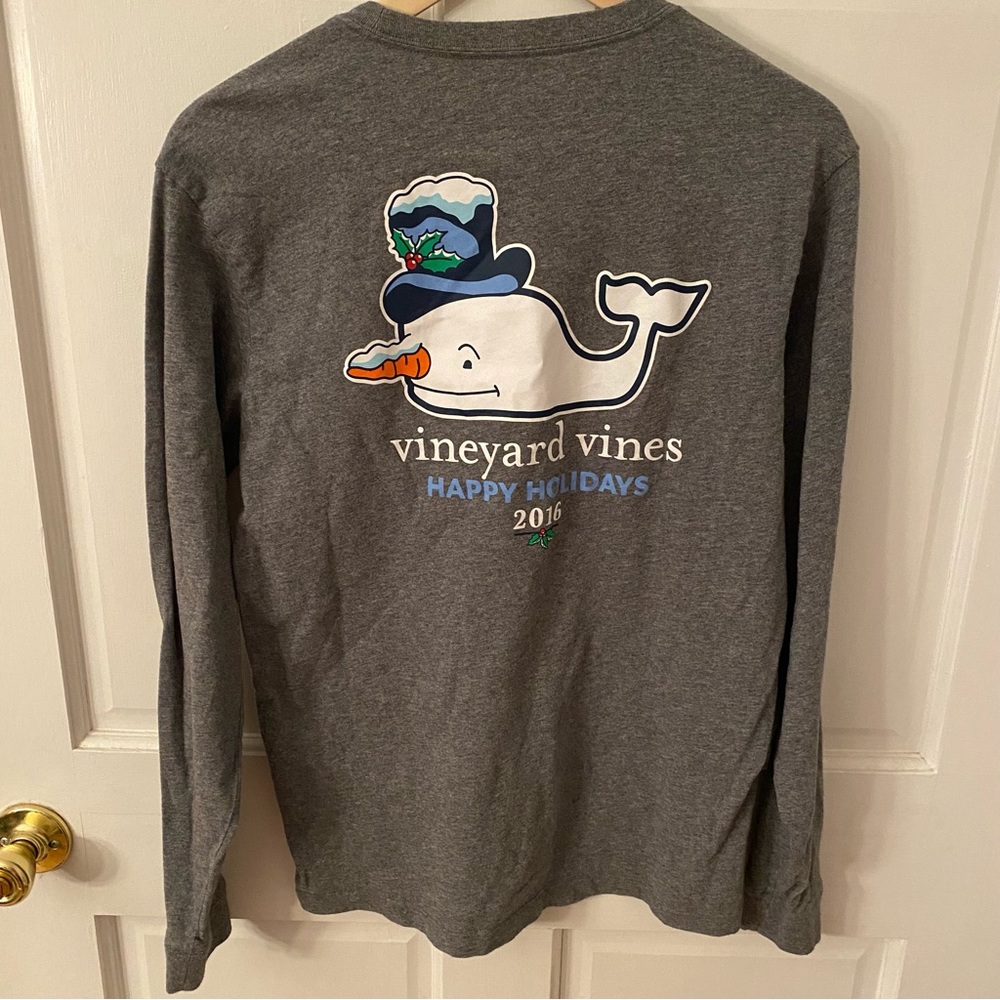Vineyard Vines Snowman Whale Holiday Tee XS